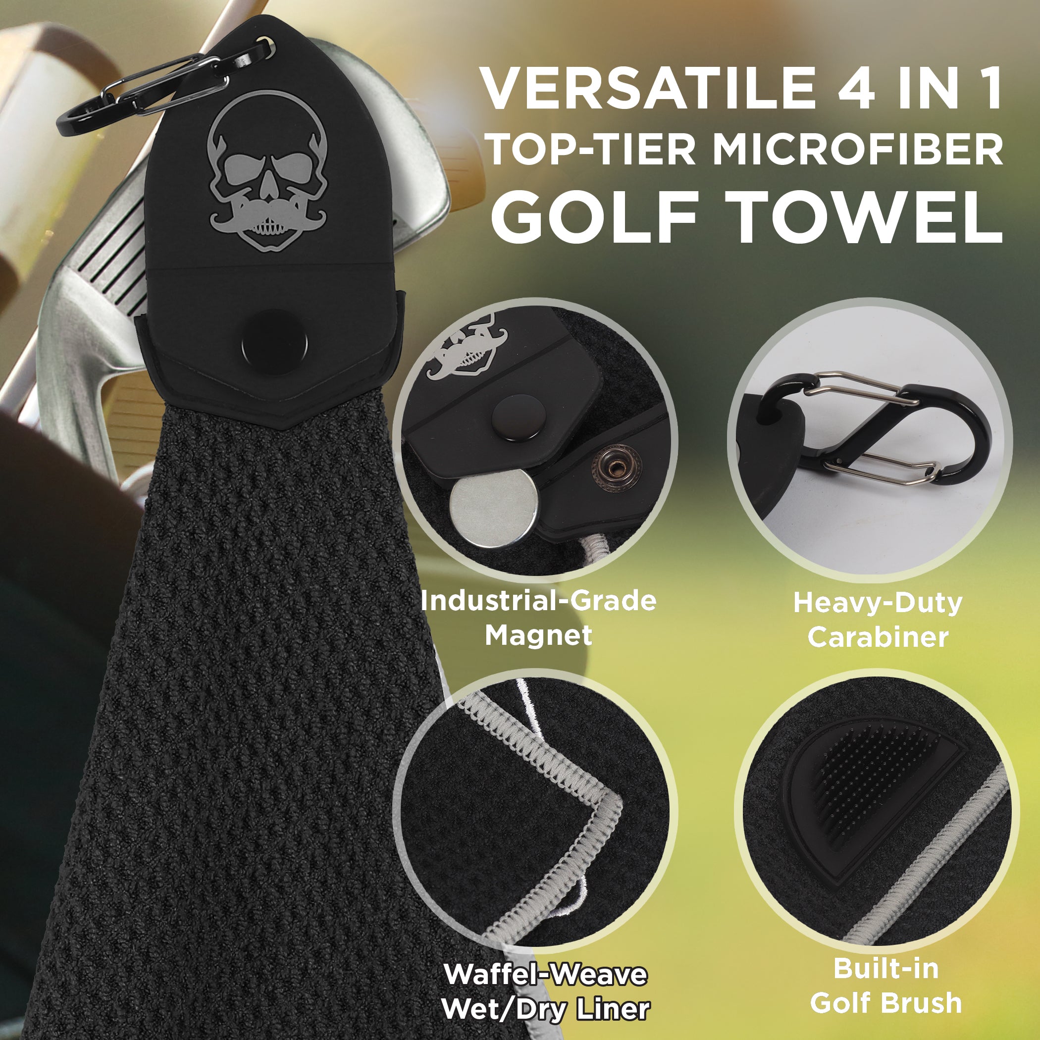 Black All-in-One Golf Towel