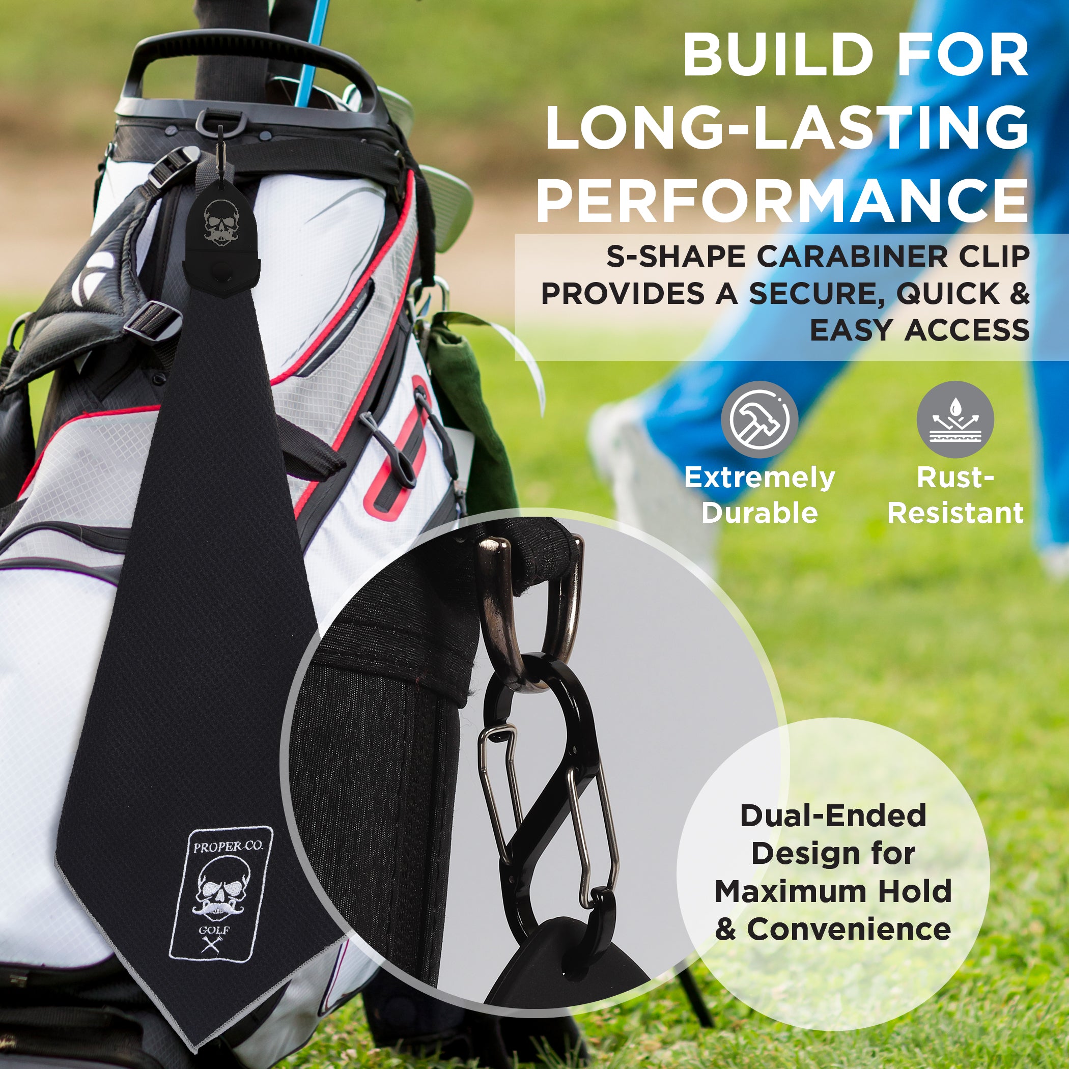 Black All-in-One Golf Towel