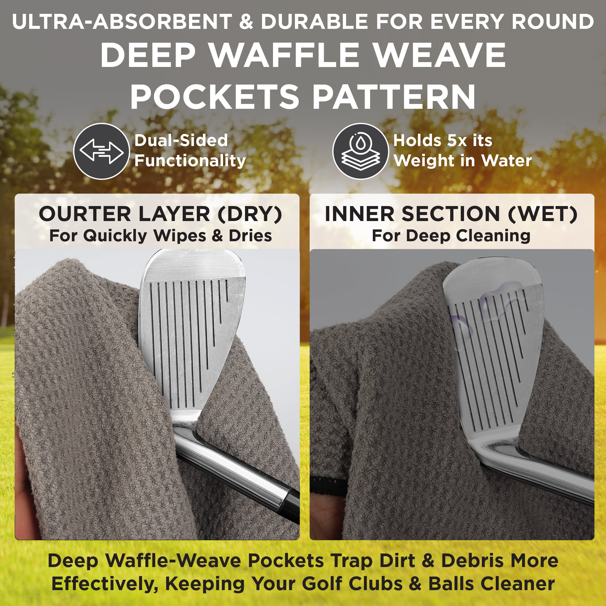 Grey All-in-One Golf Towel