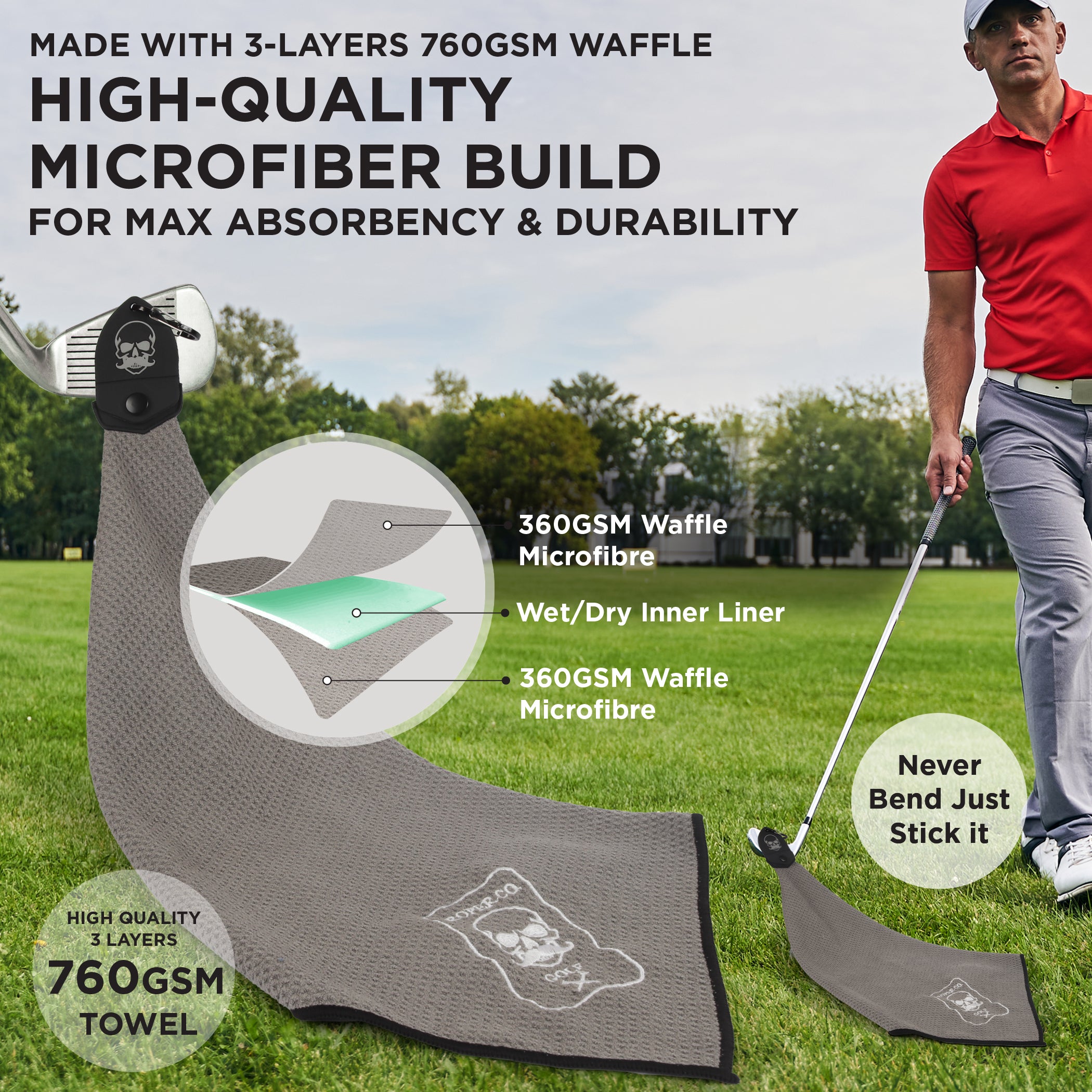 Grey All-in-One Golf Towel
